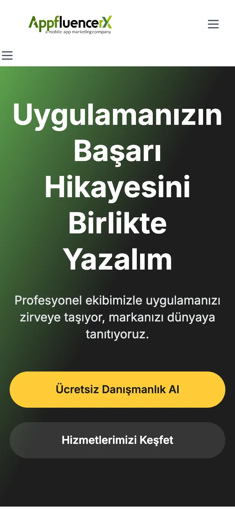 AppfluencerX — arayüz 2