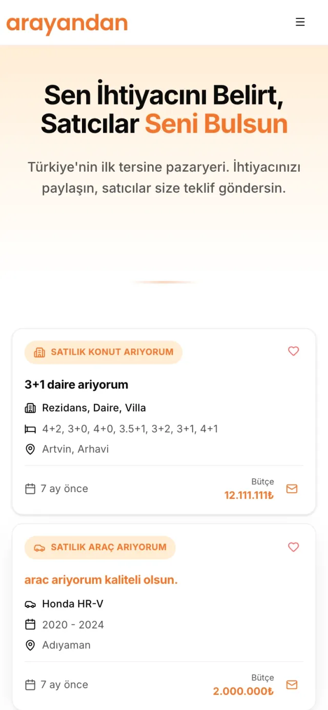 Arayandan mobil arayüzü 1