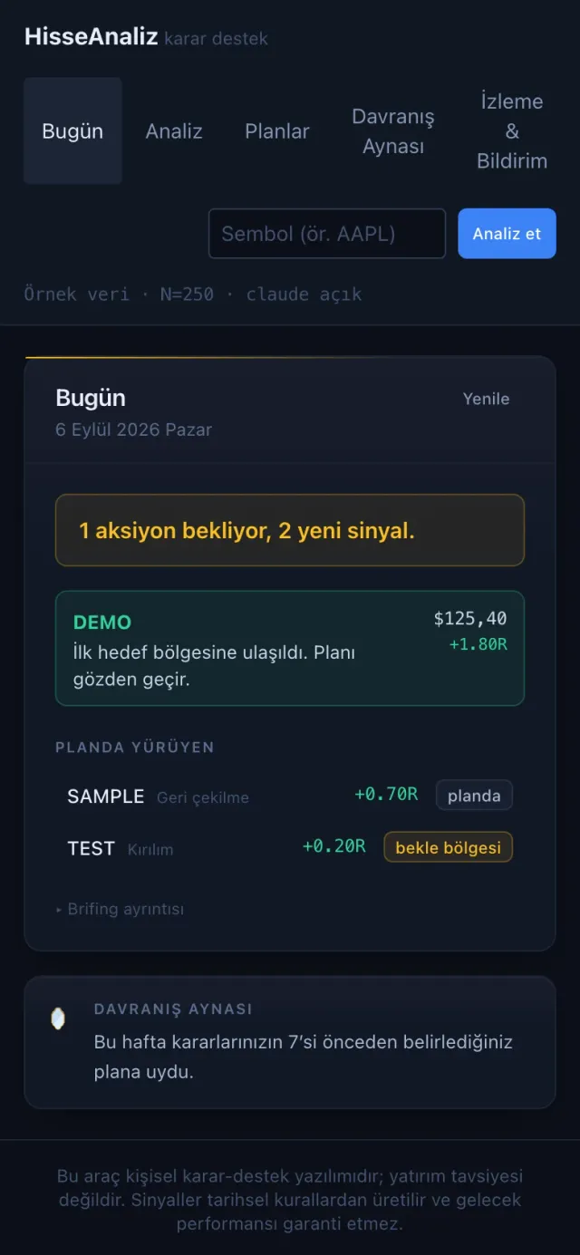 HisseAnaliz mobil arayüzü 1