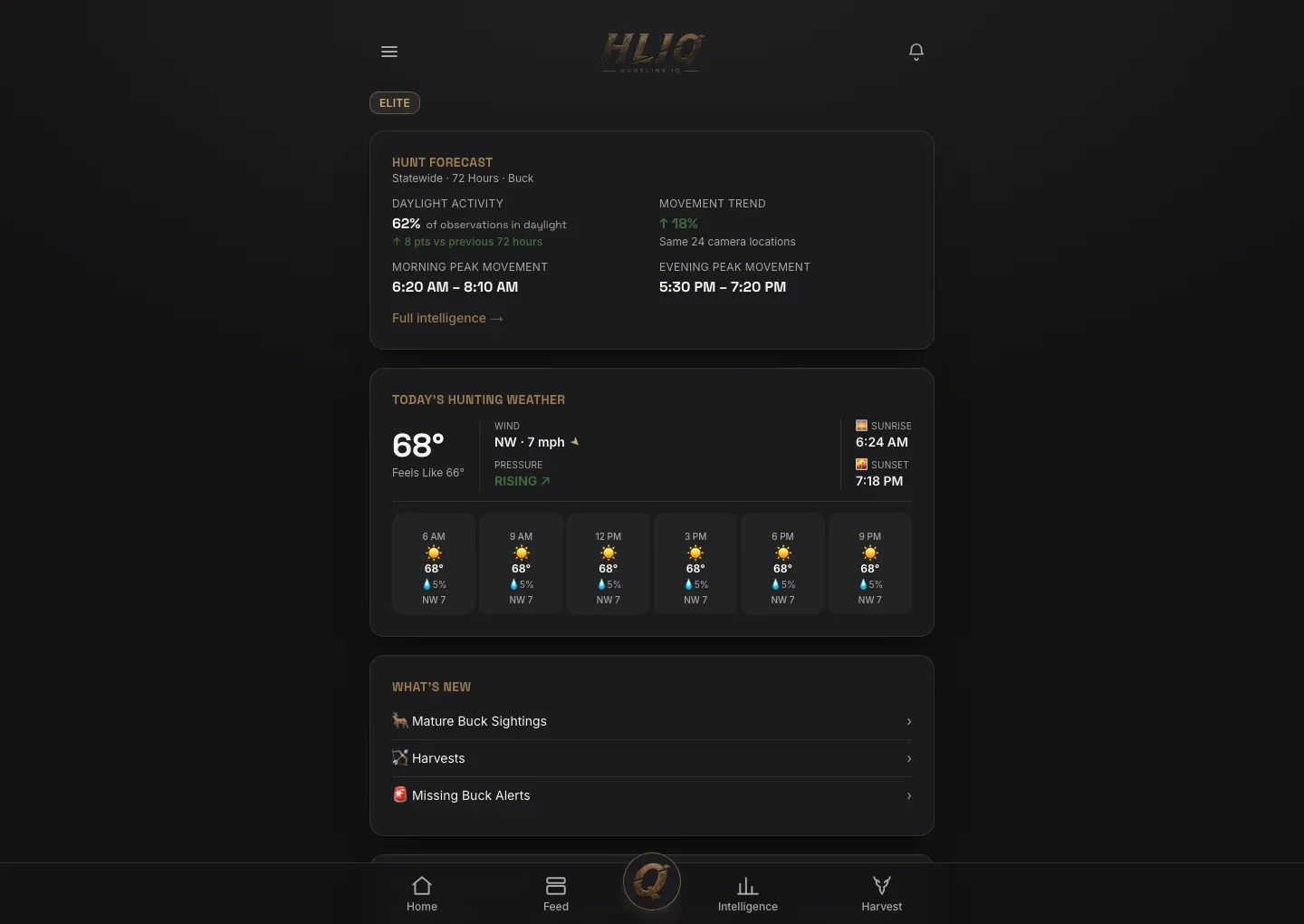 HuntLine IQ Web — arayüz 1