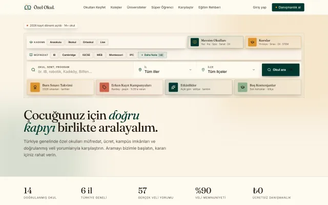 Özel Okul Yönetim Sistemi arayüzü 1