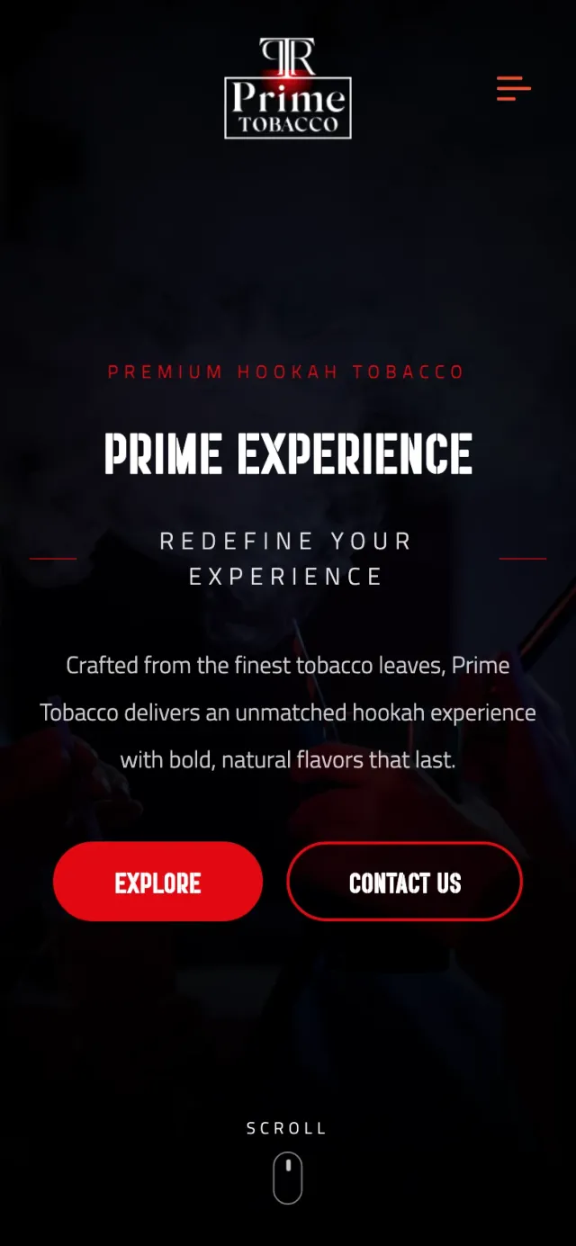 Prime Tobacco mobil arayüzü 1
