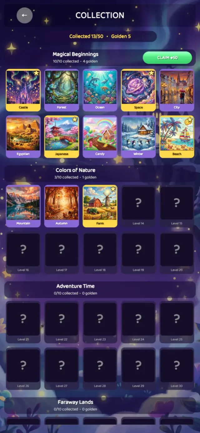 Puzzle Reveal arayüzü 1