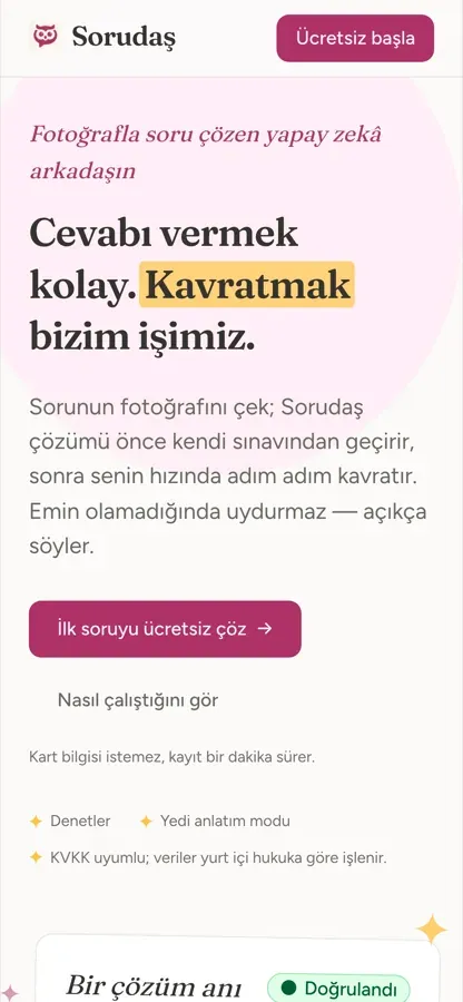 Sorudaş mobil arayüzü 1